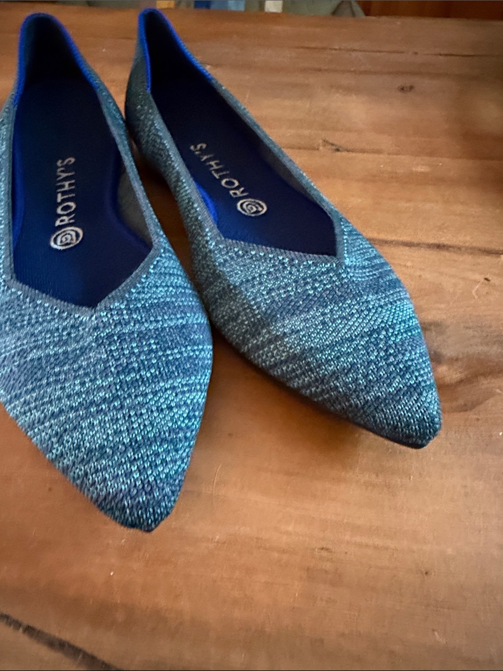 Rothy's Pointed Knit Flats in Aqua heather size 10 - Picture 8 of 9